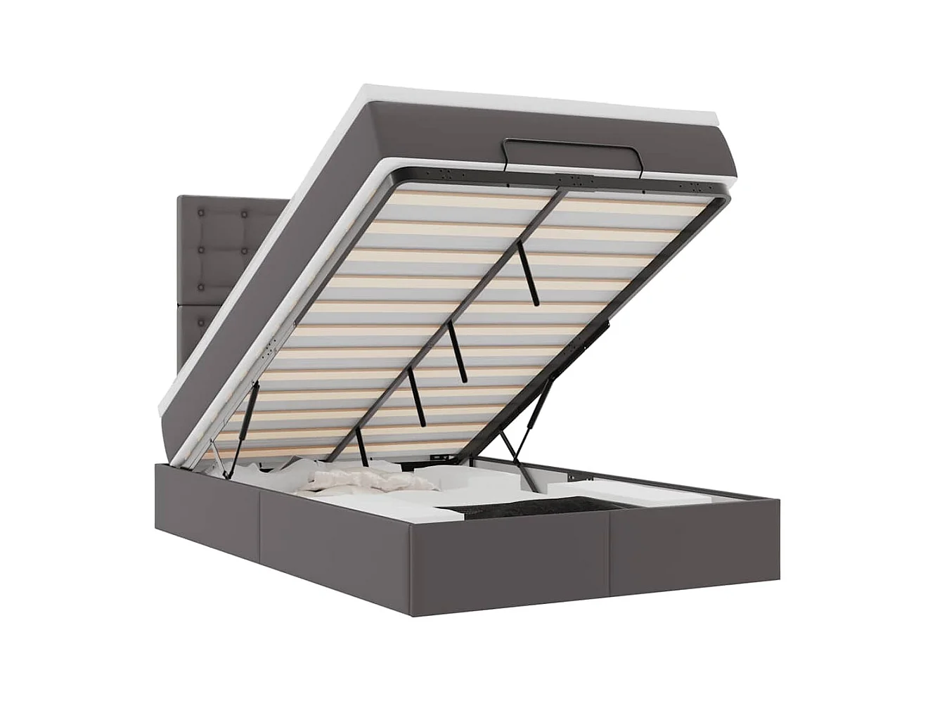 Struttura Letto Pouf con Materasso Grigio 120x200 cm Similpelle