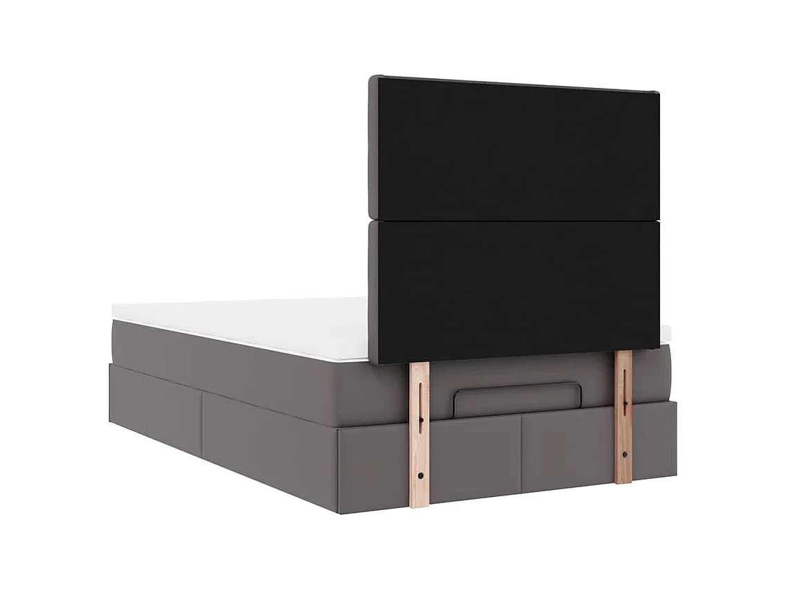 Struttura Letto Pouf con Materasso Grigio 120x200 cm Similpelle