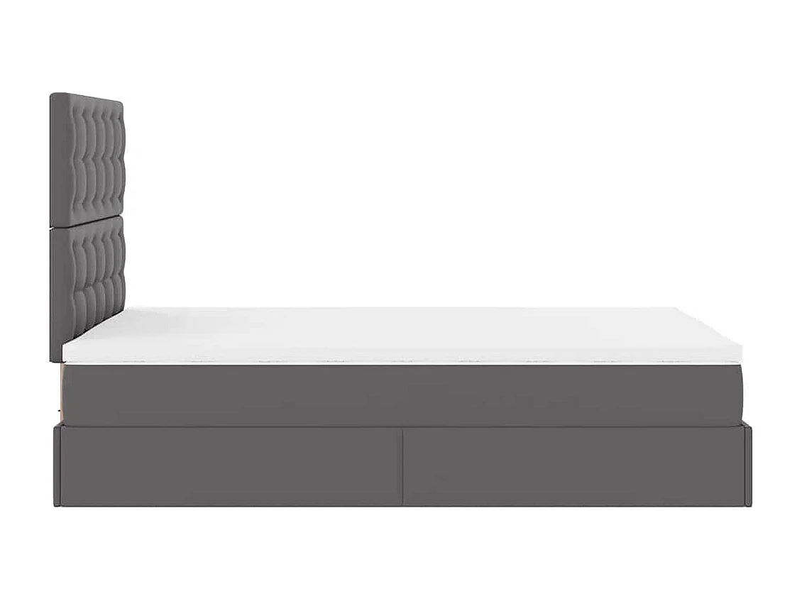 Struttura Letto Pouf con Materasso Grigio 120x200 cm Similpelle
