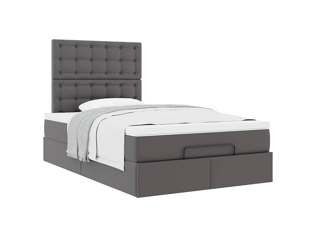 Ottoman-Bett mit Matratze Grau 120x200 cm Kunstleder