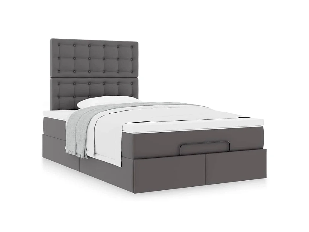 Ottoman-Bett mit Matratze Grau 120x200 cm Kunstleder