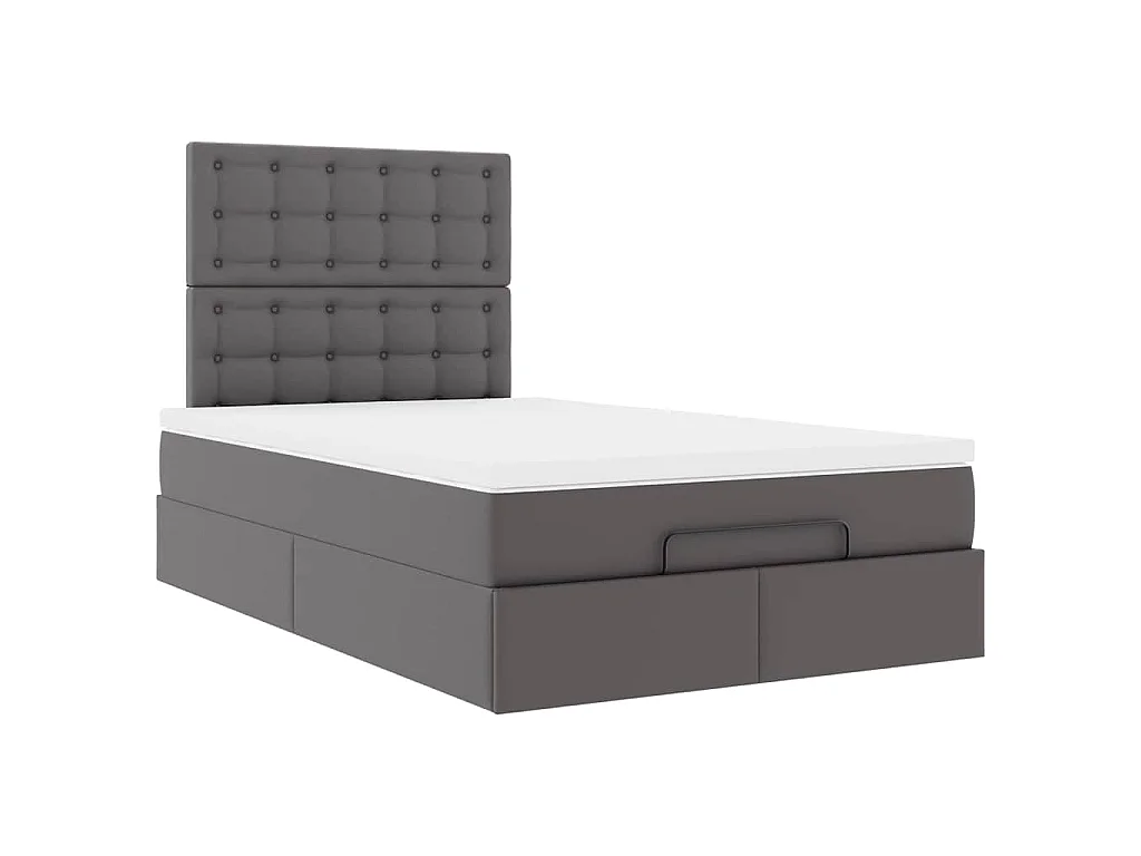 Ottoman-Bett mit Matratze Grau 120x200 cm Kunstleder