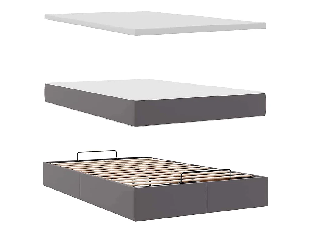 Ottoman-Bett mit Matratze Grau 120x200 cm Kunstleder