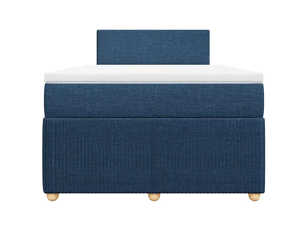 Cama box spring con colchón tela azul 120x190 cm