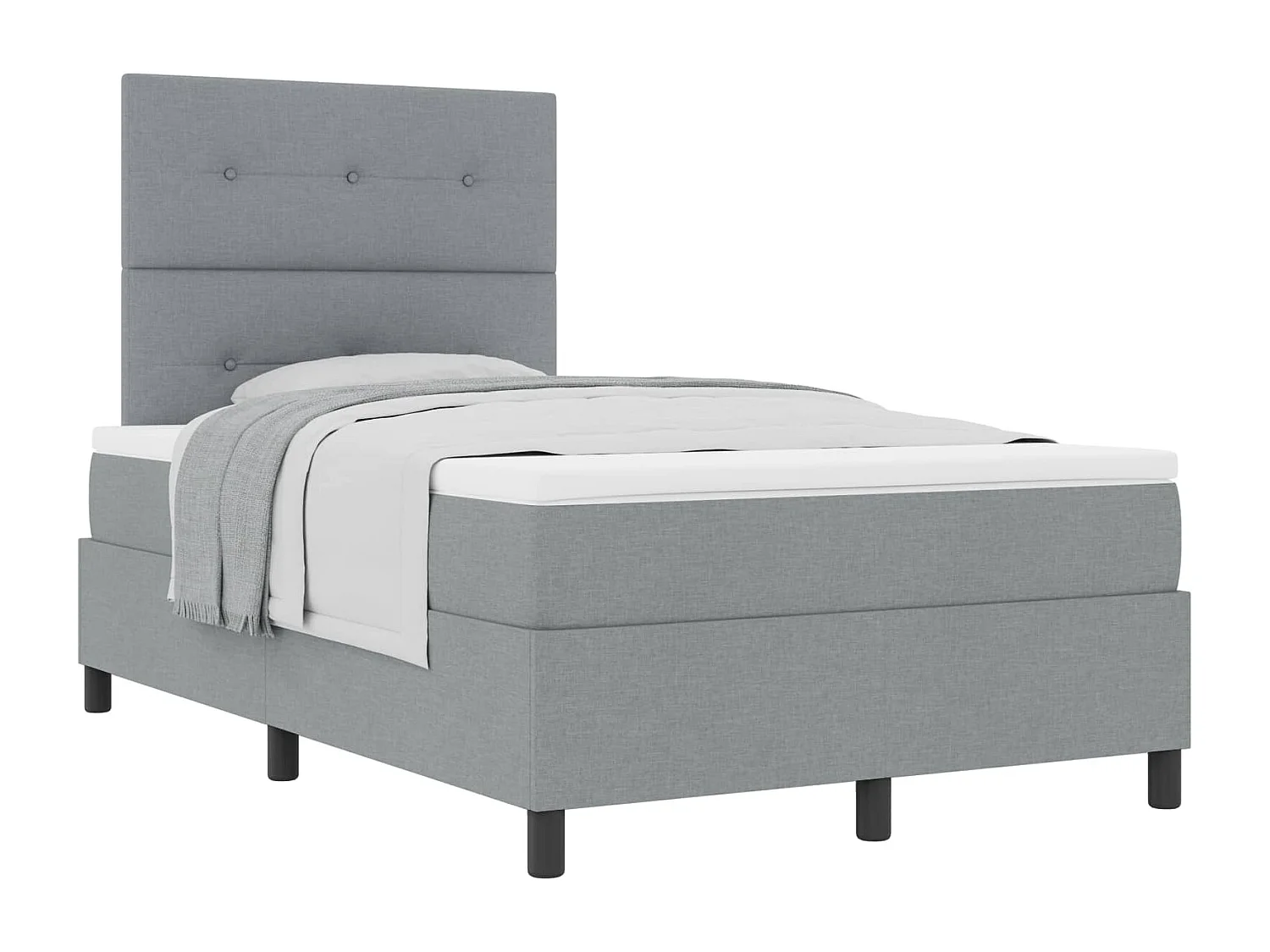 Boxspringbed met hoofdeinde Lichtgrijs 120 x 190 cm Stof