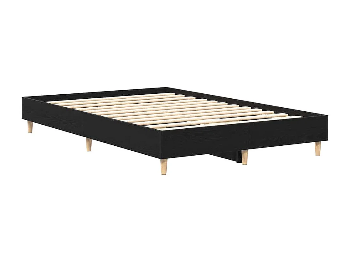 Bedframe Zwart Eiken 193 x 123 x 25 cm Bewerkt hout