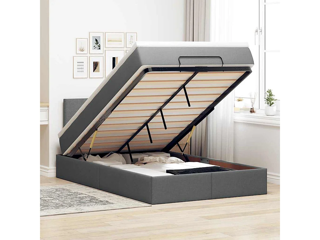 Bed met matras 120x190 cm stof donkergrijs
