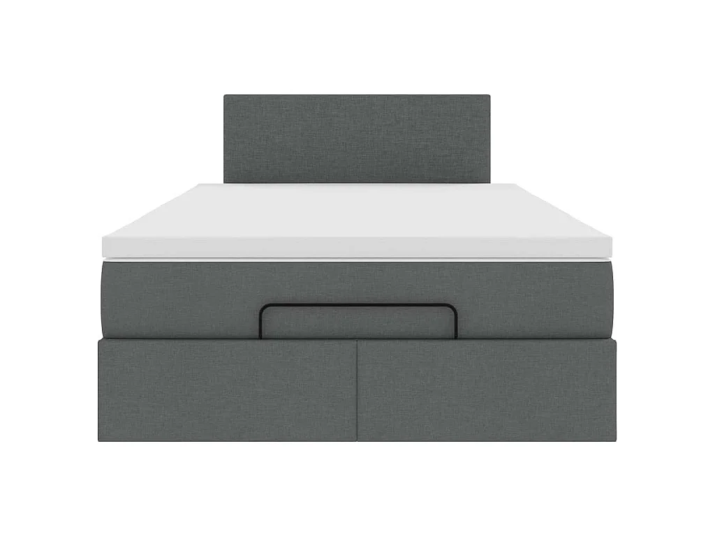 Lit ottoman avec matelas gris foncé 120x190 cm tissu