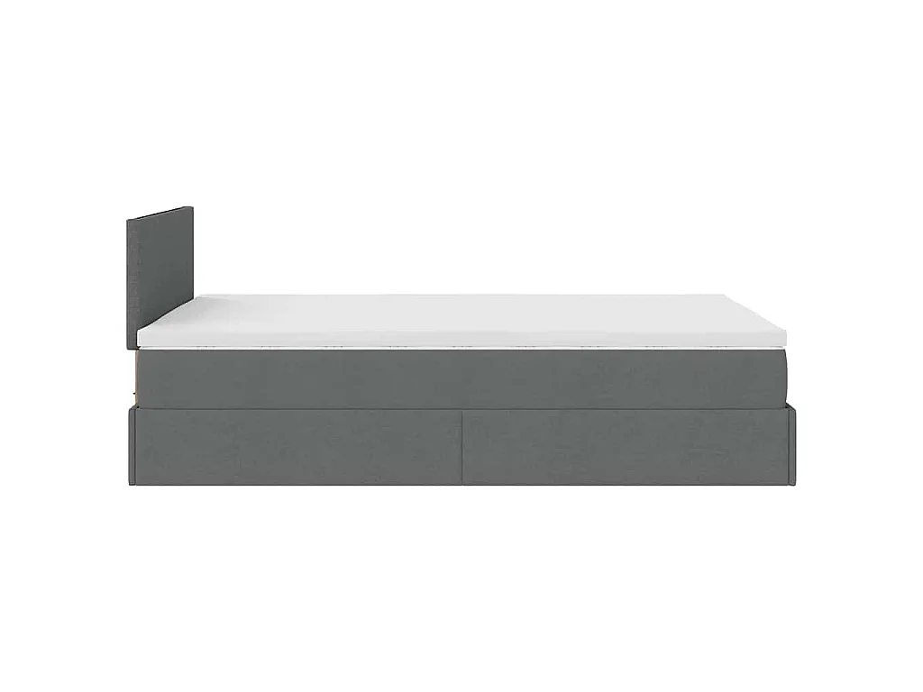 Lit ottoman avec matelas gris foncé 120x190 cm tissu