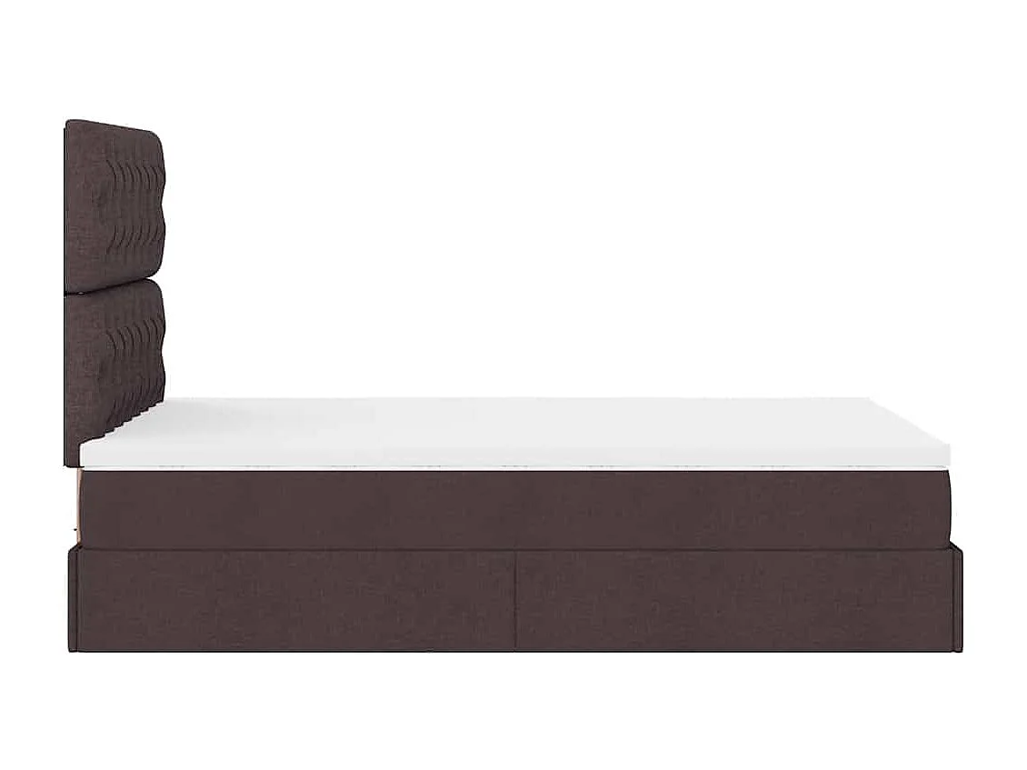 Cadre de lit ottoman avec matelas marron foncé 120x200 cm tissu