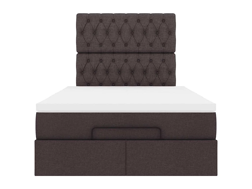 Cadre de lit ottoman avec matelas marron foncé 120x200 cm tissu