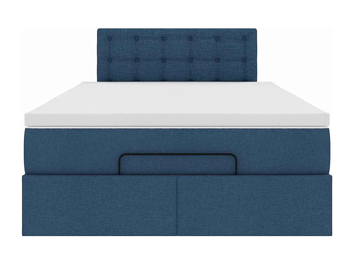 Lit ottoman avec matelas bleu 120x200 cm tissu