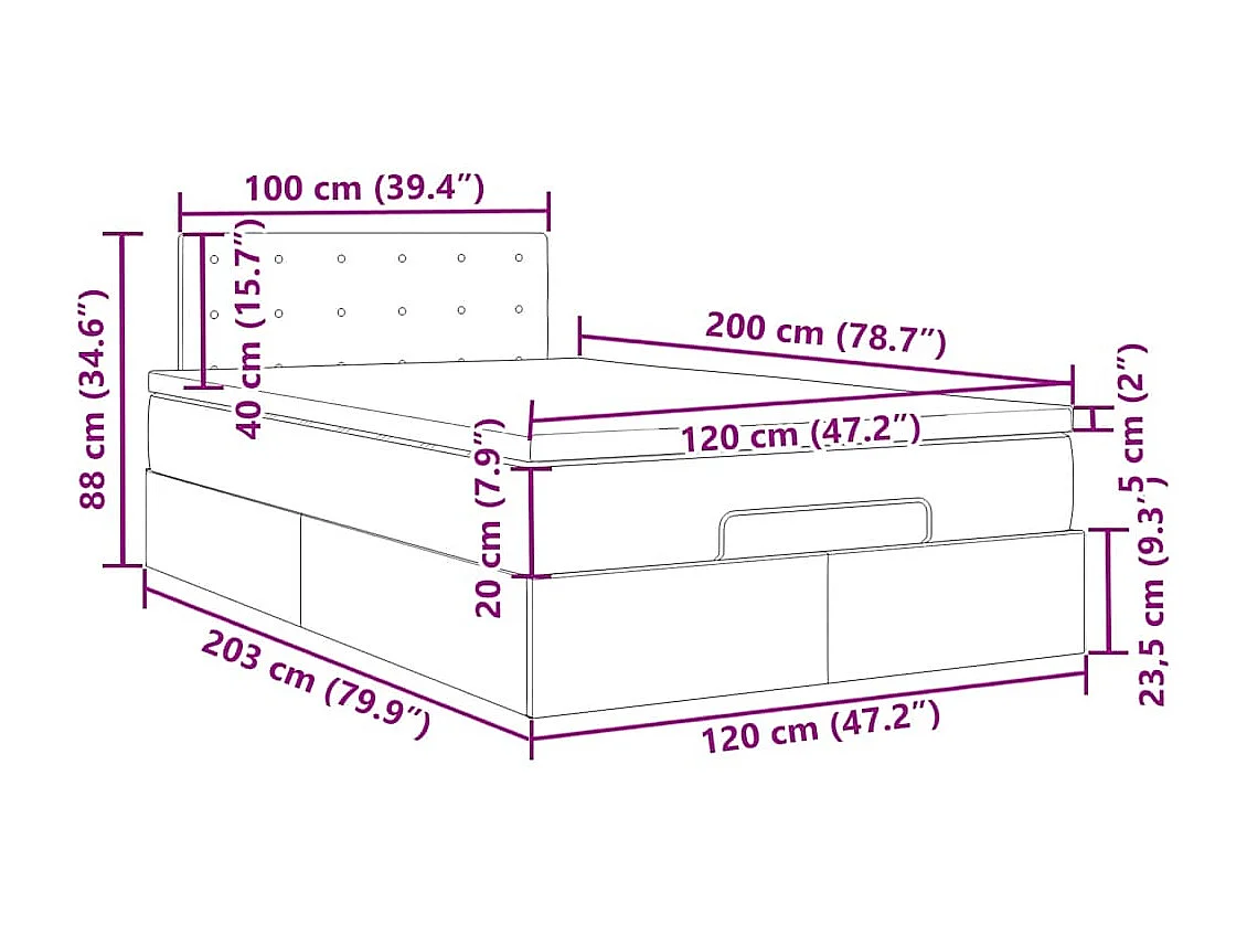 Bed met matras 120x200 cm stof blauw