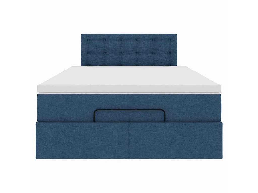 Lit ottoman avec matelas bleu 120x200 cm tissu
