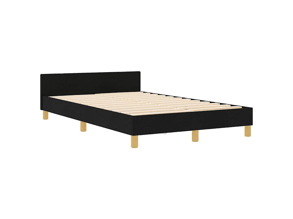 Bettgestell mit Kopfteil Schwarz 120 x 190 cm Stoff
