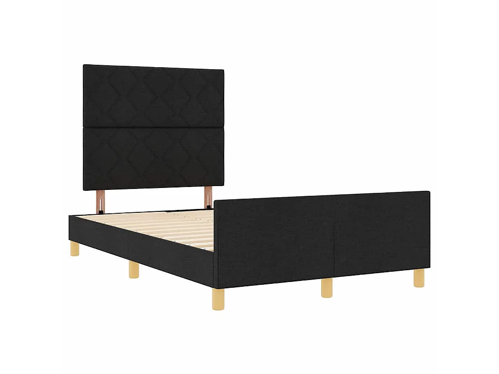 Bettgestell mit Kopfteil Schwarz 120 x 190 cm Stoff