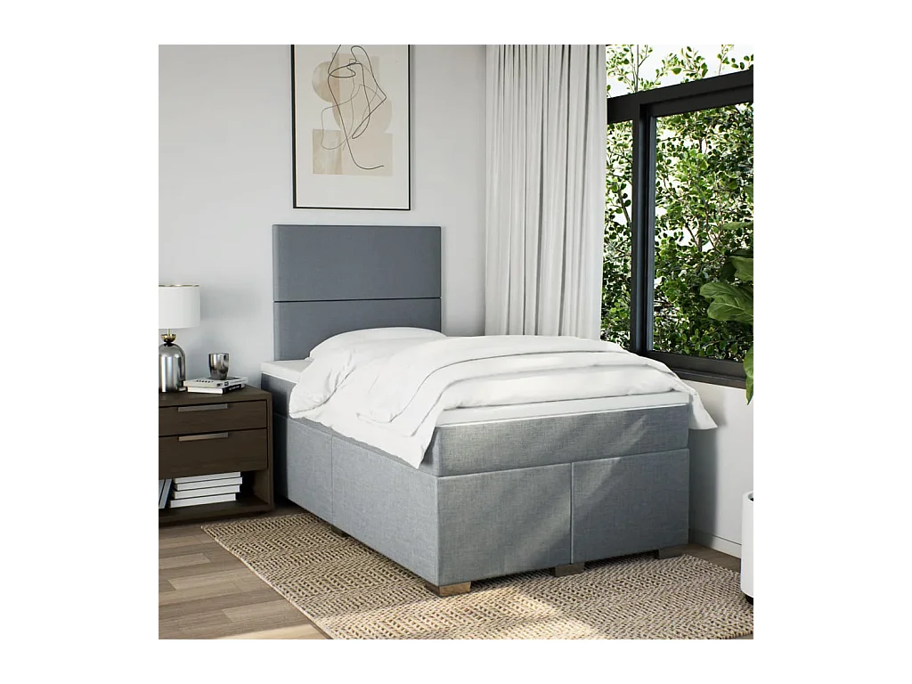 Boxspringbett mit Matratze Hellgrau 120x190 cm Stoff