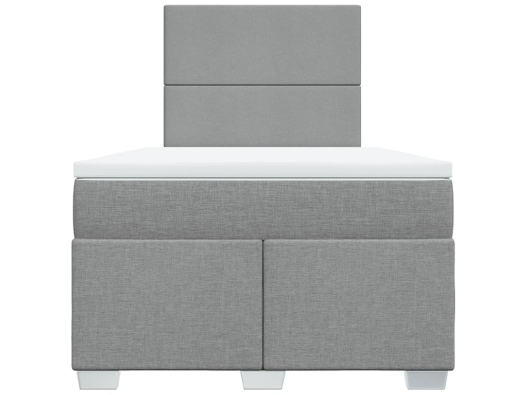 Cama box spring con colchón tela gris claro 120x190 cm