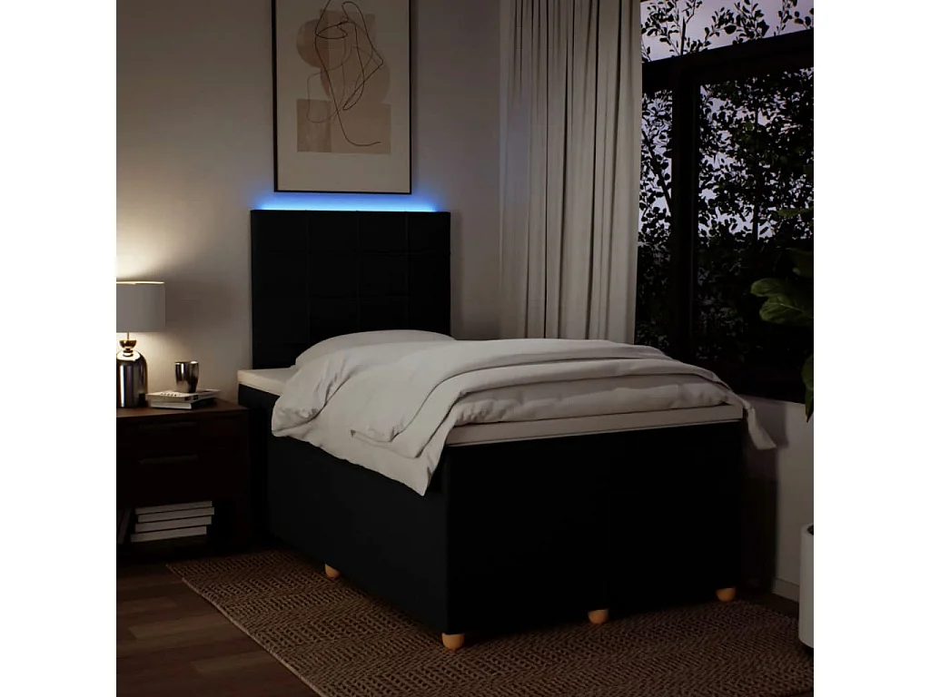 Sommier à lattes de lit avec matelas Noir 120x200 cm Tissu