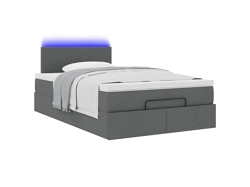 Bed poef met matras en LED's 120x190 cm stof donkergrijs