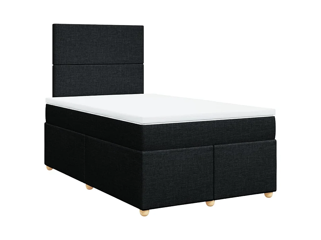 Cama box spring con colchón tela negro 120x190 cm