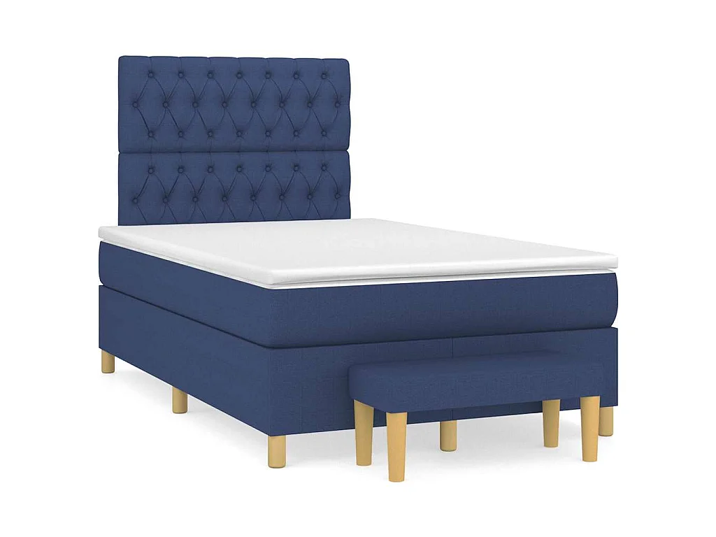 Boxspringbett mit Matratze Blau 120x190 cm Stoff