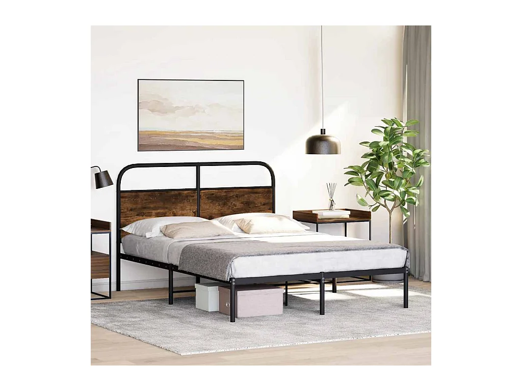 Bettgestell ohne Matratze 120x190 cm Räuchereiche Holzwerkstoff