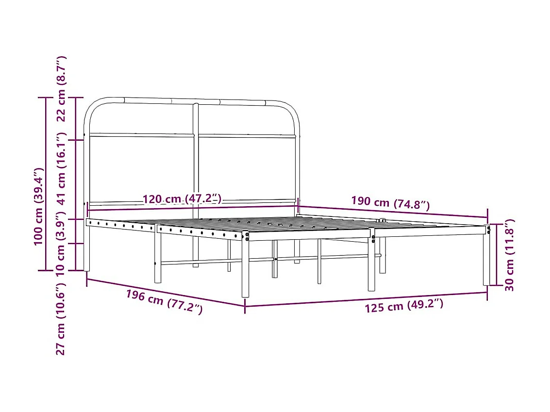 Cadre de lit sans matelas 120x190 cm chêne fumé bois ingénierie