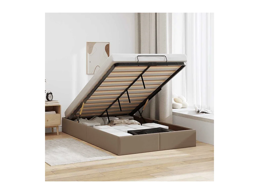Ottoman-Bett ohne Matratze Cappucino 120x200cm Kunstleder