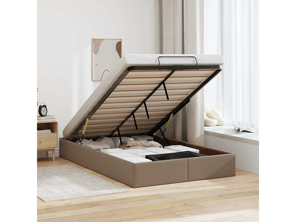 Bedframe zonder matras 120x200 cm kunstleer cappuccinokleurig