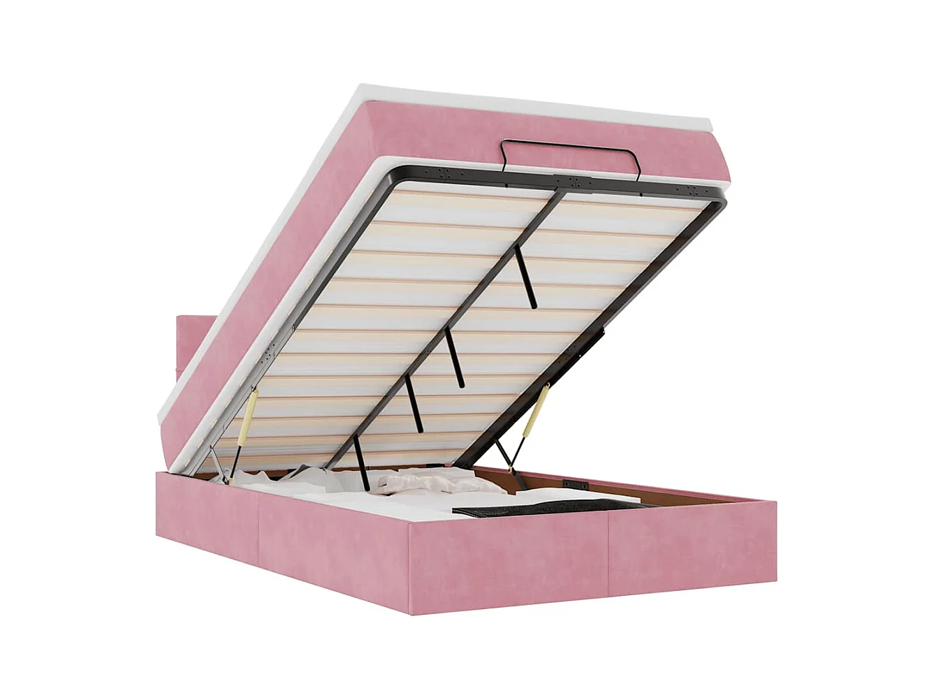 Lit ottoman avec matelas rose 120x190 cm velours