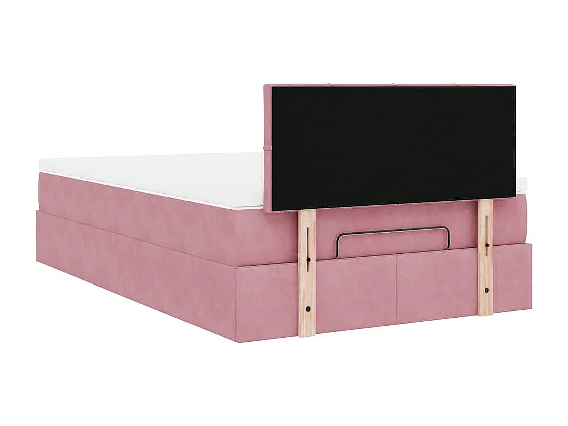 Lit ottoman avec matelas rose 120x190 cm velours
