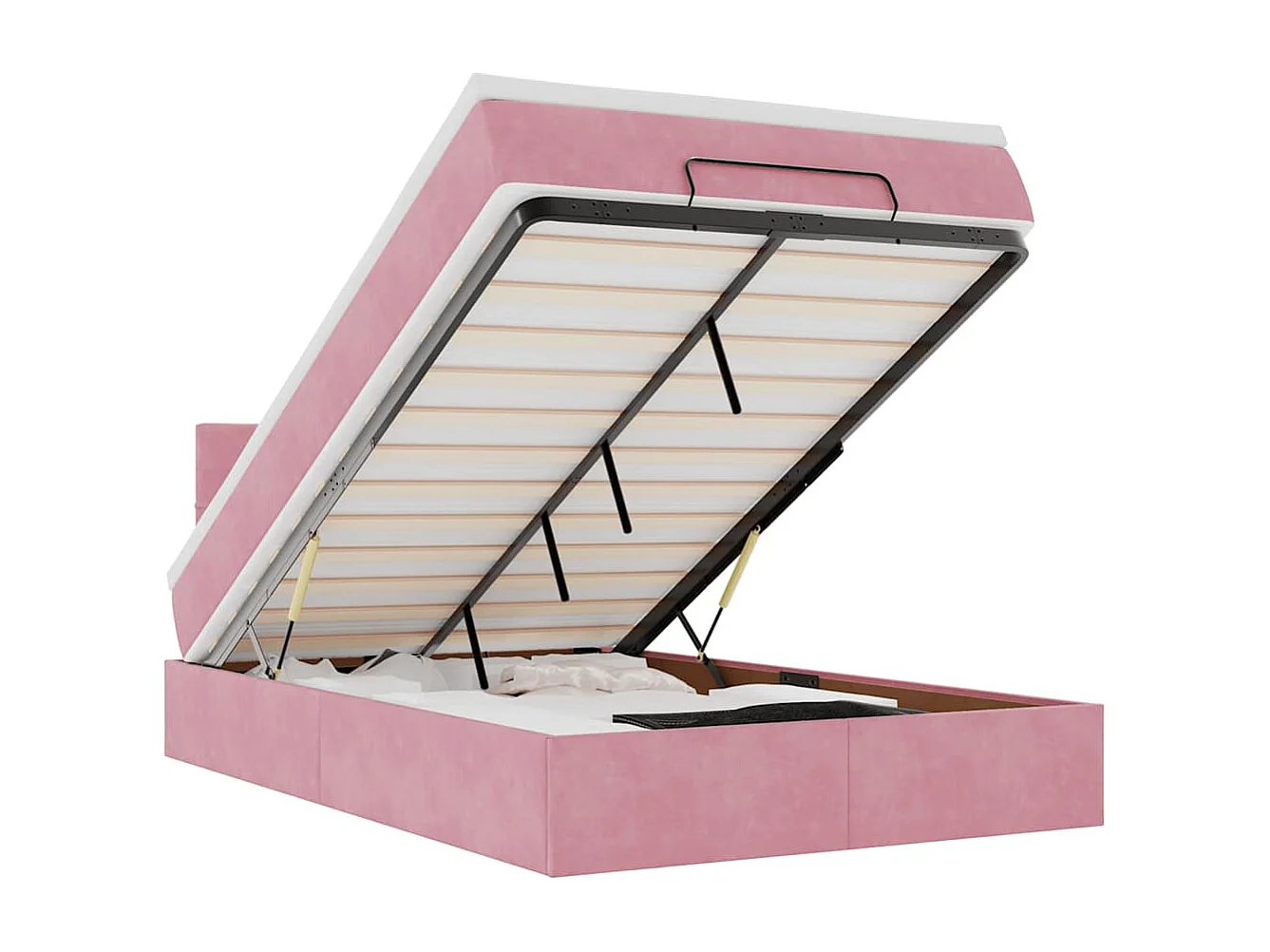 Lit ottoman avec matelas rose 120x190 cm velours