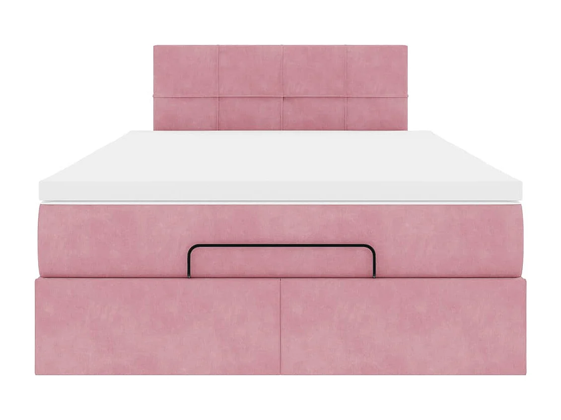 Lit ottoman avec matelas rose 120x190 cm velours