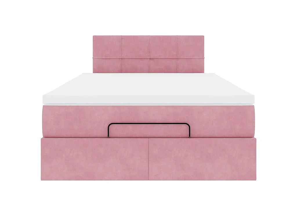 Lit ottoman avec matelas rose 120x190 cm velours