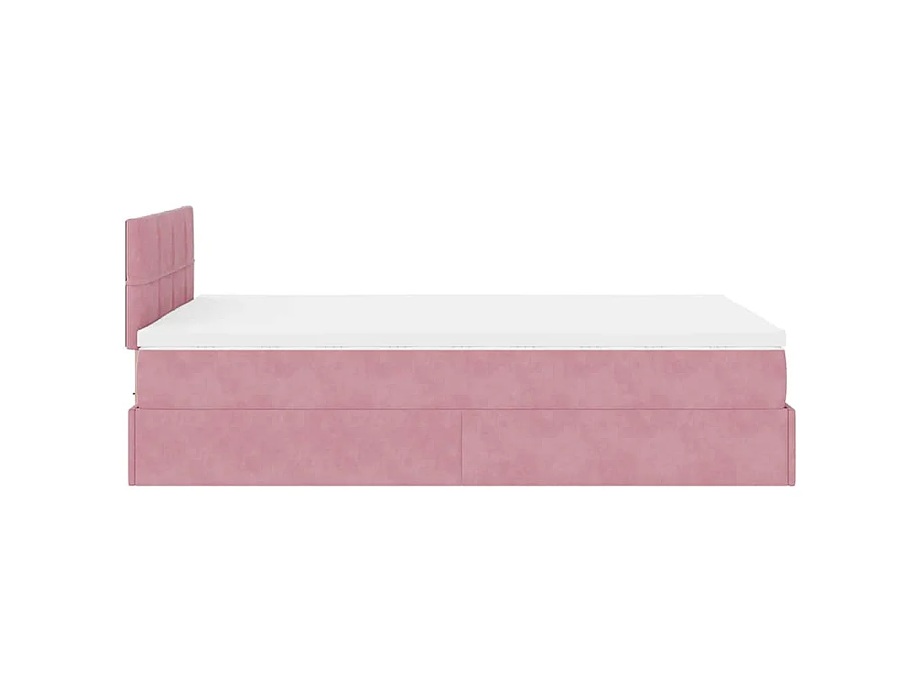Lit ottoman avec matelas rose 120x190 cm velours