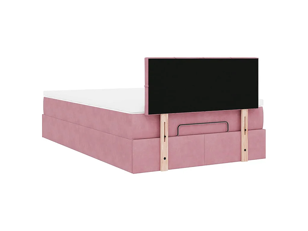Lit ottoman avec matelas rose 120x190 cm velours