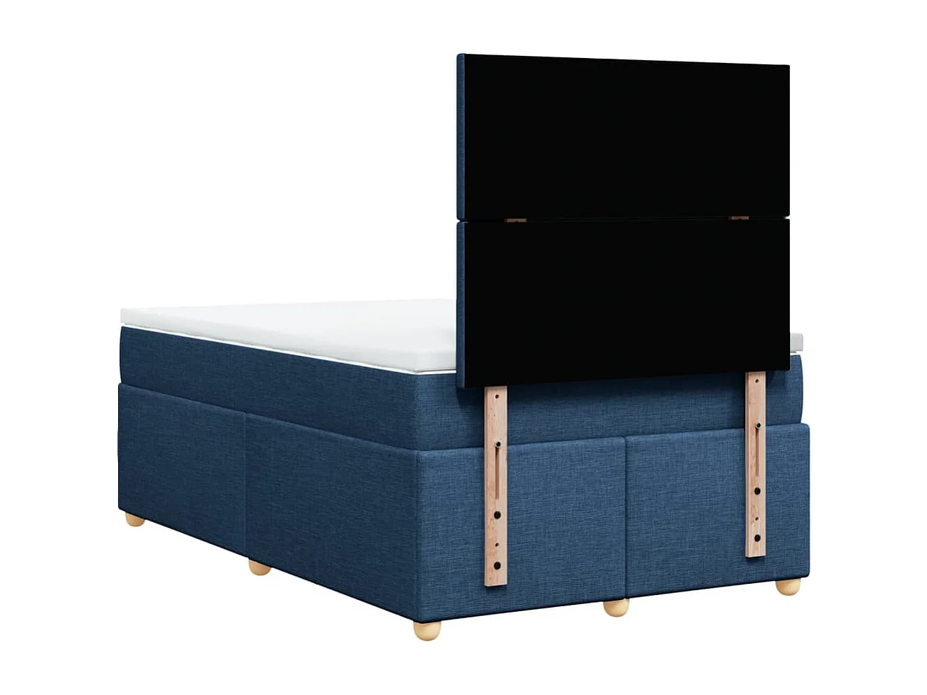 Cama box spring con colchón tela azul 120x190 cm