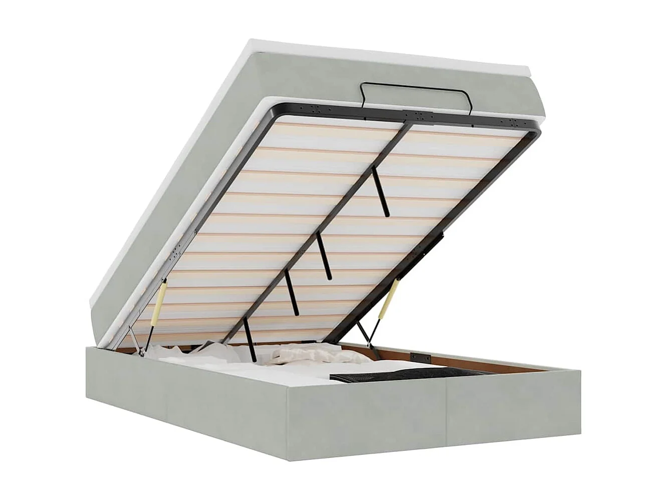 Ottoman-Bett mit Matratze Hellgrau 120x200 cm Samt