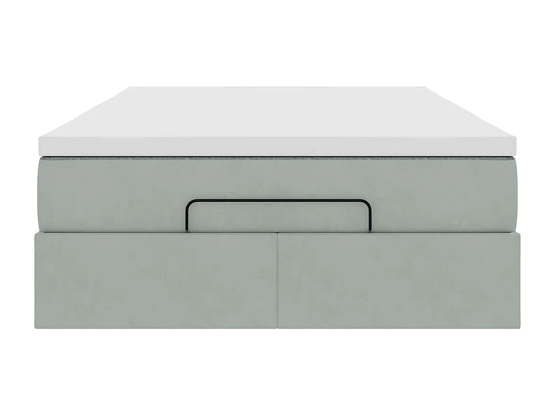 Cadre de lit ottoman et matelas gris clair 120x200 cm velours
