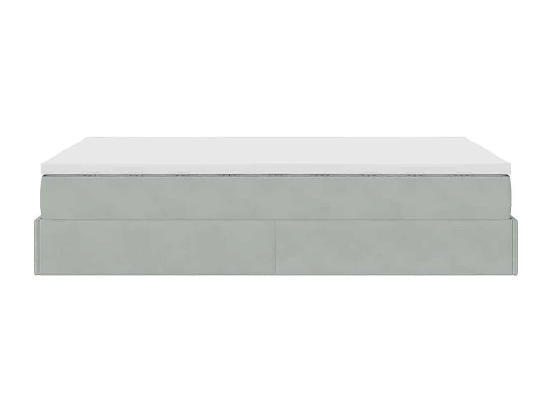 Cadre de lit ottoman et matelas gris clair 120x200 cm velours