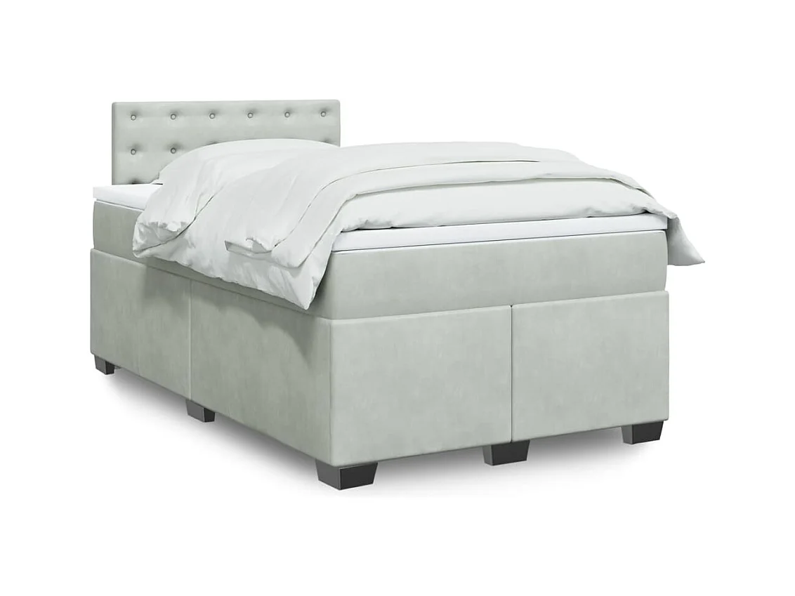 Boxspring met matras fluweel lichtgrijs 120x190 cm