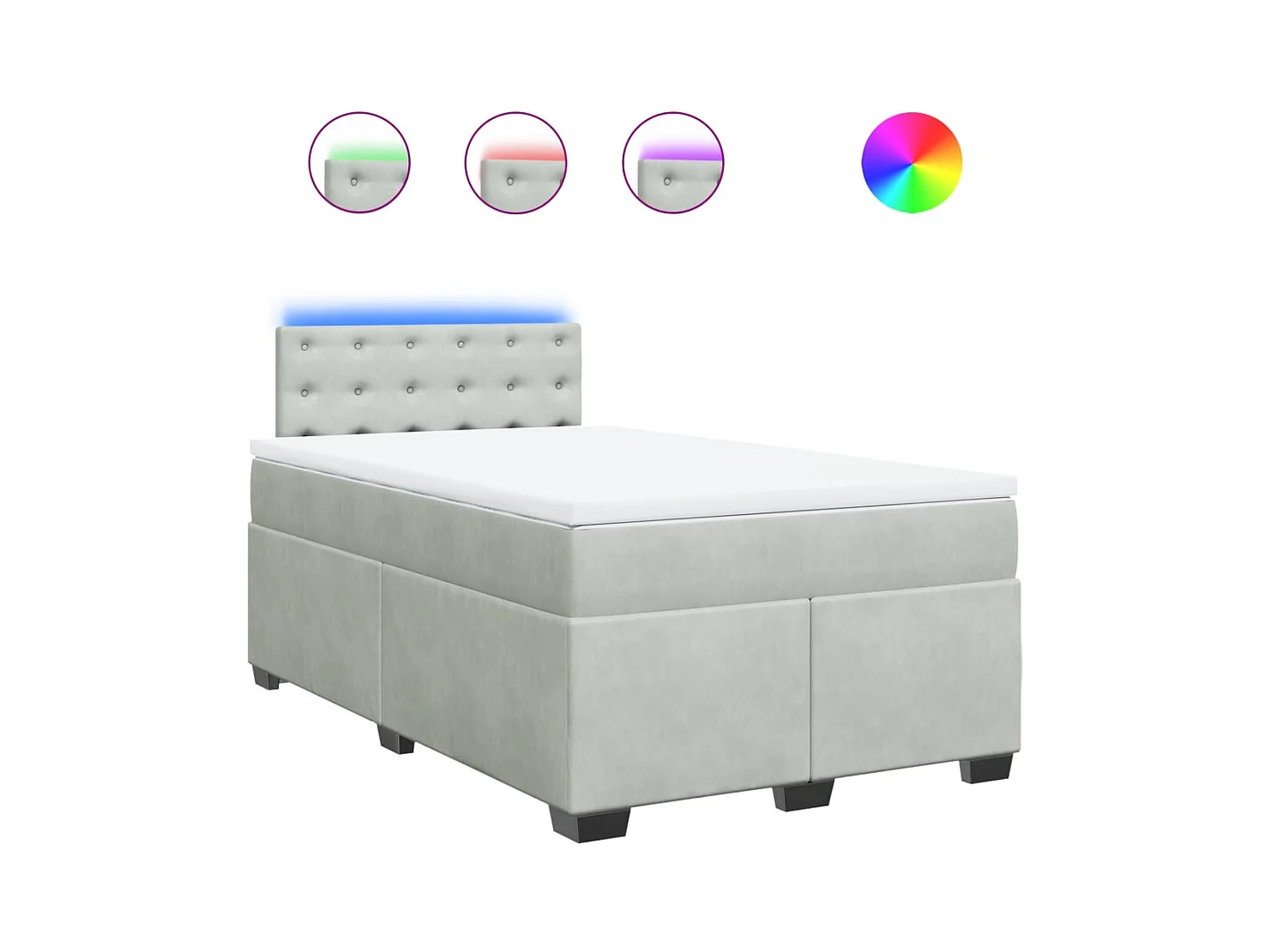 Boxspring met matras fluweel lichtgrijs 120x190 cm