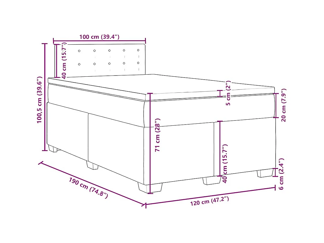 Boxspring met matras fluweel lichtgrijs 120x190 cm