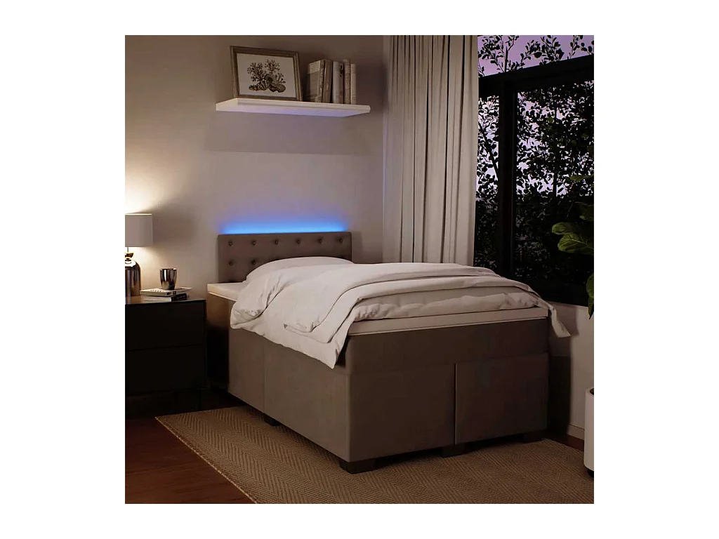 Boxspring met matras fluweel lichtgrijs 120x190 cm