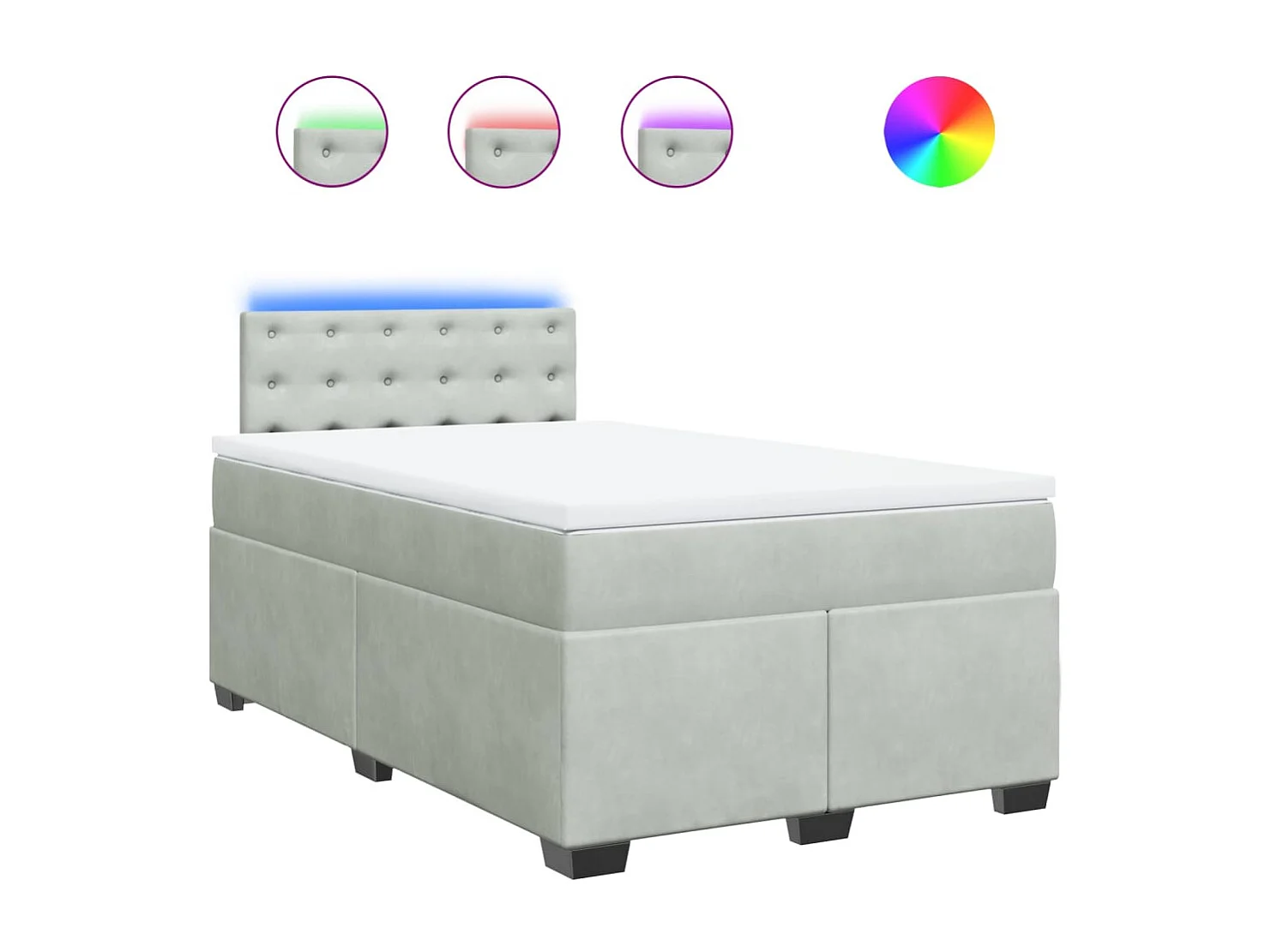 Boxspringbett mit Matratze Hellgrau 120x190 cm Samt