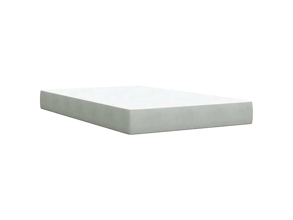 Cama box spring con colchón terciopelo gris claro 120x190 cm