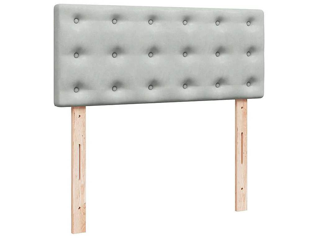 Cama box spring con colchón terciopelo gris claro 120x190 cm