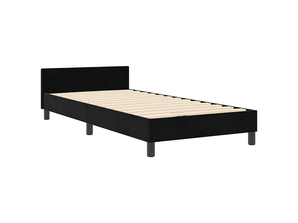 Letto a molle con testiera Nero 100 x 200 cm Velluto