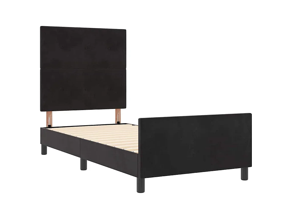 Letto a molle con testiera Nero 100 x 200 cm Velluto